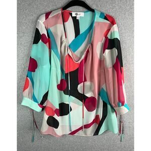 Alvin Valley Multicolor Abstract XL Top Womens Size A List Drawstring Sides